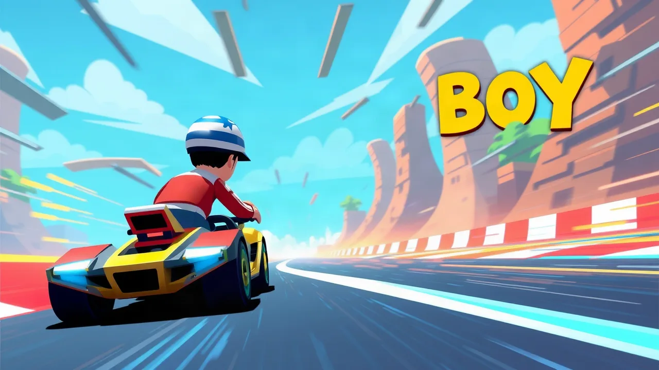 Fast-Paced Racing Action With Boy image